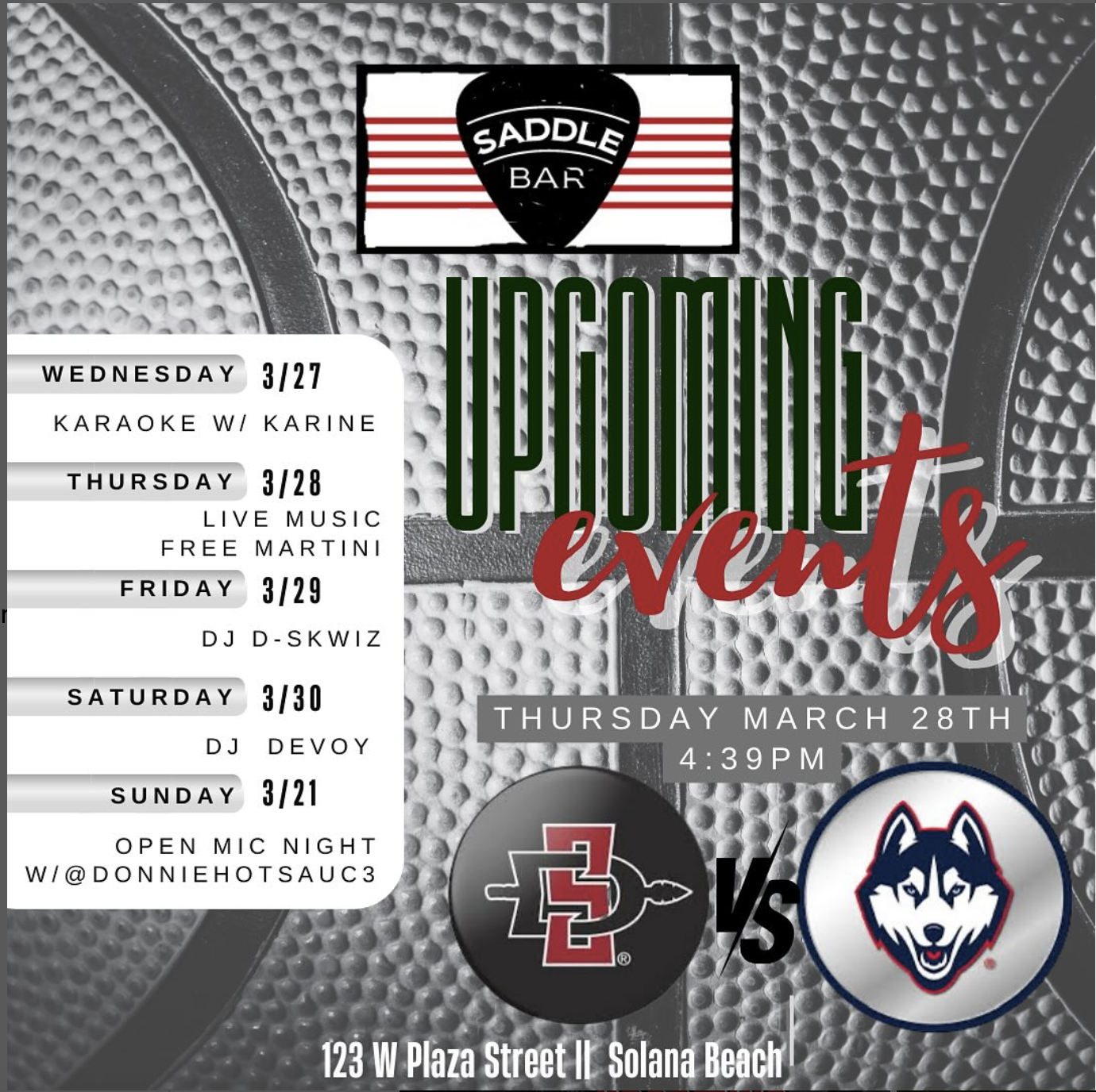 Events this week at The Saddle Bar!
